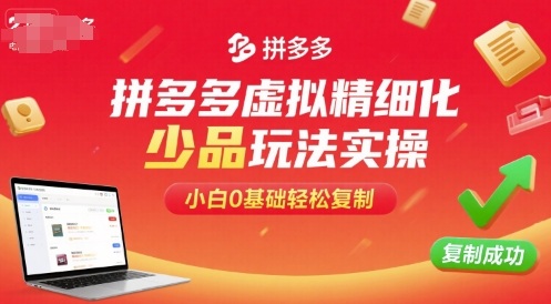 拼多多虚拟精细化少品玩法实操，小白0基础轻松复制_创副业