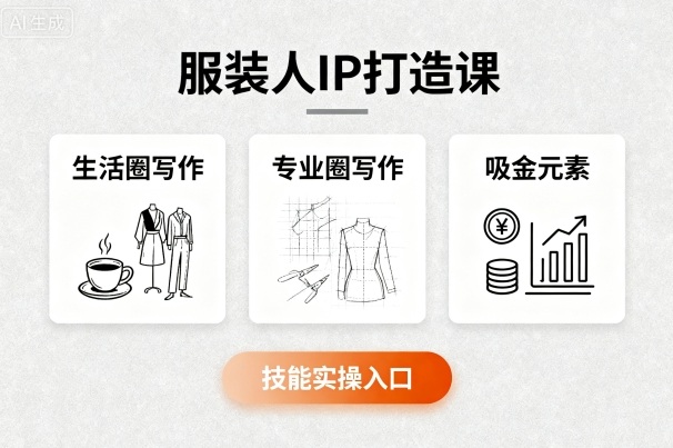 服装人IP打造课，文案创富+生活圈写作+专业圈写作+服装人专属+吸金元素+技能实操_创副业