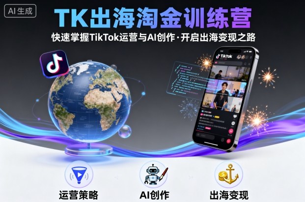 TK出海淘金训练营，助你快速掌握TikTok运营与AI创作，开启出海变现之路_创副业