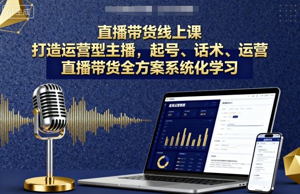 直播带货线上课，打造运营型主播，起号、话术、运营，直播带货全方案系统化学习_创副业