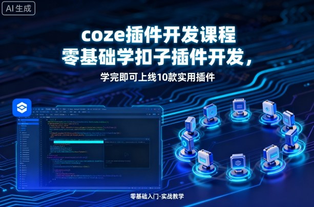 coze插件开发课程，零基础学扣子插件开发，学完即可上线10款实用插件_创副业