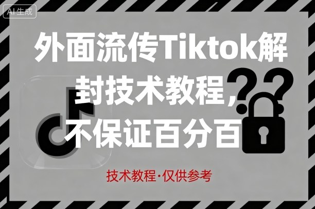 外面流传Tiktok解封技术教程，不保证百分百，具体自测_创副业