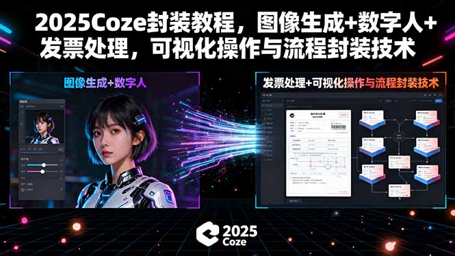2025Coze封装教程，图像生成+数字人+发票处理，可视化操作与流程封装技术_创副业