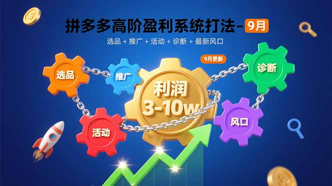 拼多多高阶盈利系统打法-9月：选品+推广+活动+诊断+最新风口，月利润3-10w_创副业