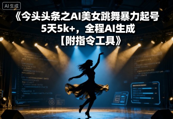 今日头条之AI美女跳舞暴力起号，5天1k+，全程AI生成【附指令工具】_创副业