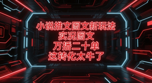 小说推文图文新玩法，实况图文，万播二十单，这转化太牛了！_创副业