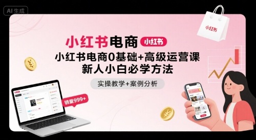 小红书电商0基础+高级运营课，新人小白必学方法，实操教学+案例分析_创副业