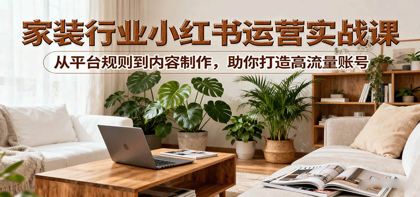 小红书家装行业运营实战课：从平台规则到内容制作，助你打造高流量账号_创副业