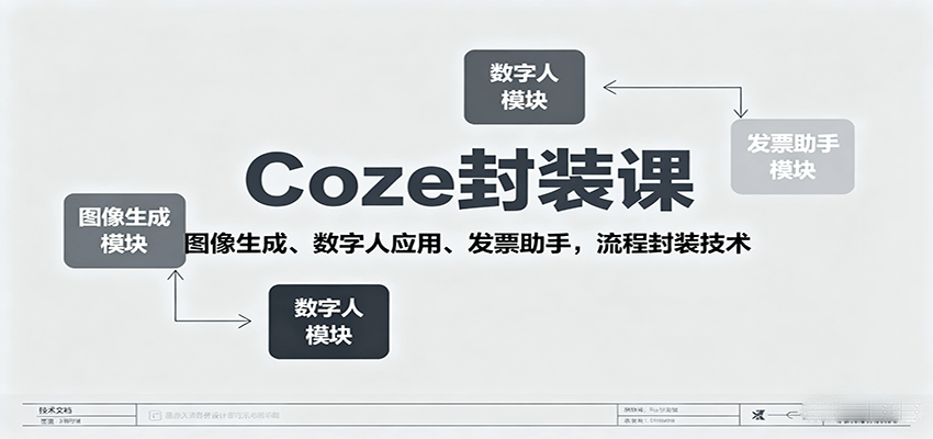 Coze封装课，图像生成、数字人应用、发票助手，流程封装技术_创副业