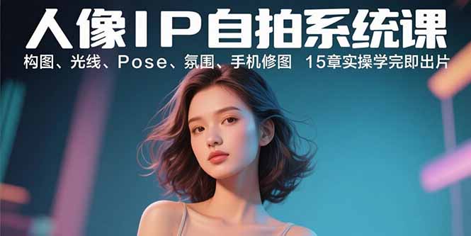人像IP自拍系统课：构图、光线、Pose、氛围、手机修图 15章实操学完即出片_创副业